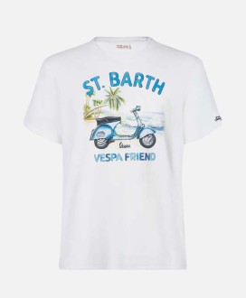 Man cotton t-shirt with St. Barth Vespa Friend print
