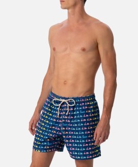 Man lightweight fabric swim-shorts Lighting Micro Fantasy with Vespa print