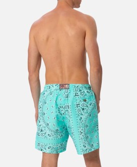 Man mid-length water green bandanna swim-shorts Caprese