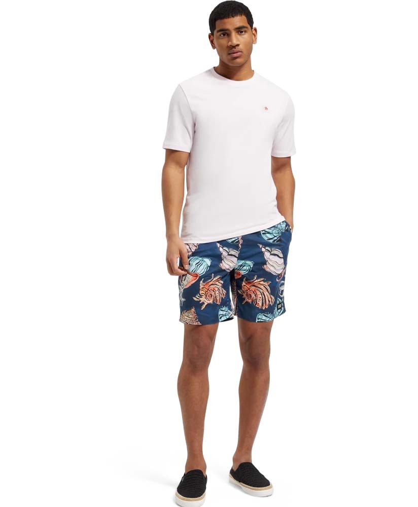 Long length swim short with all over print