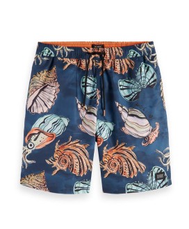 Long length swim short with all over print