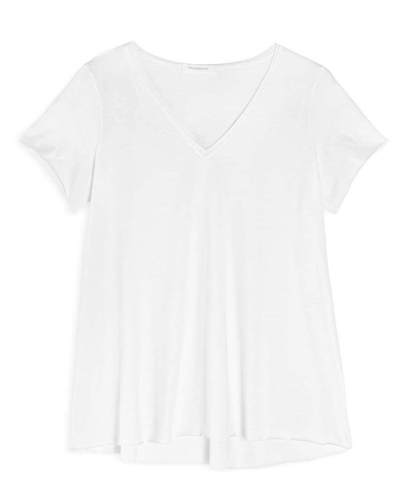 Organic cotton V neck short sleeve top