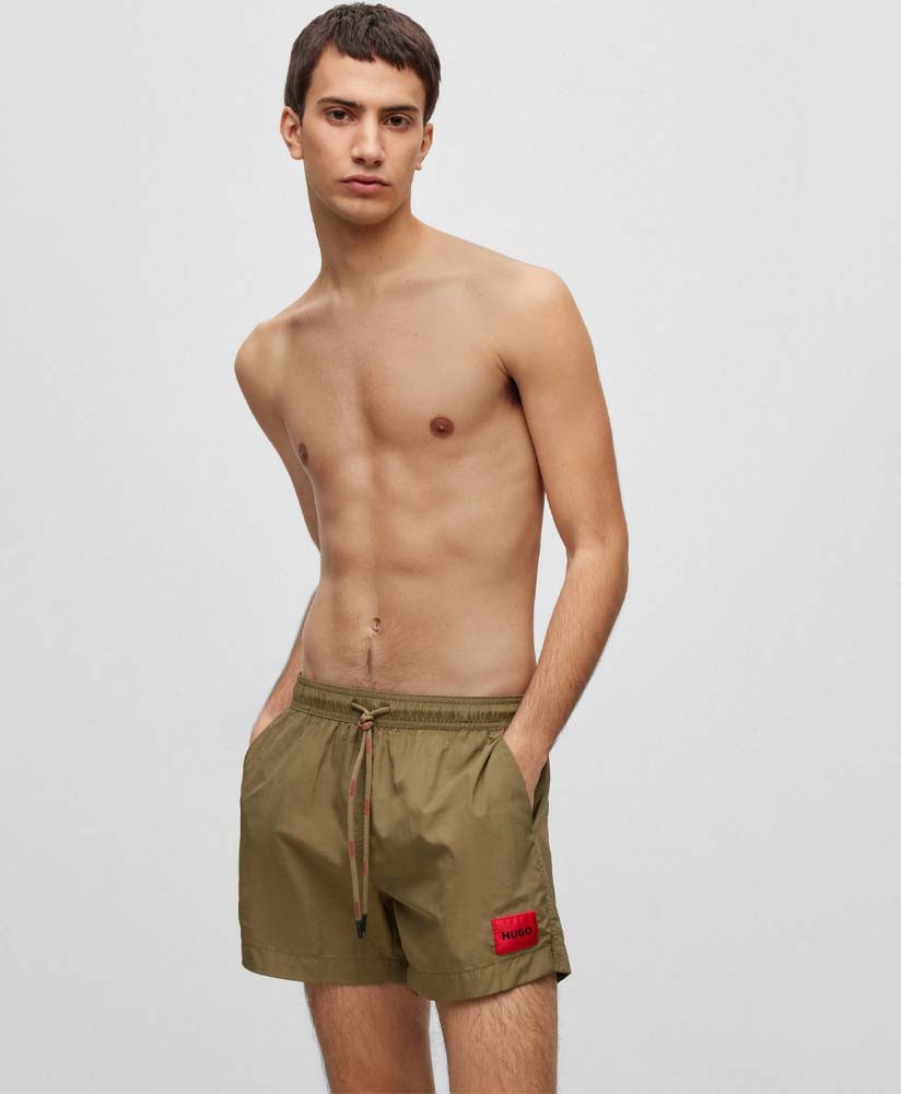 QUICK-DRY SWIM SHORTS WITH LOGO LABEL