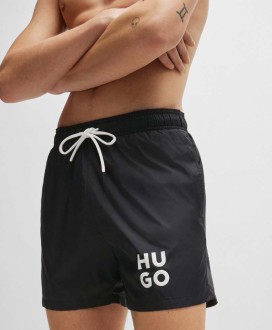 QUICK-DRY SWIM SHORTS WITH STACKED-LOGO PRINT