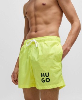 QUICK-DRY SWIM SHORTS WITH STACKED-LOGO PRINT