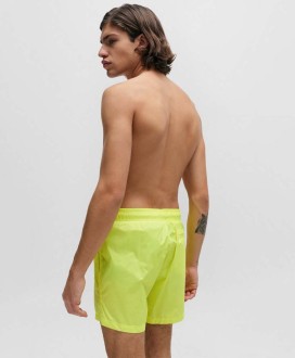 QUICK-DRY SWIM SHORTS WITH STACKED-LOGO PRINT