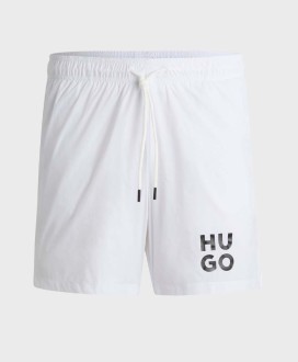 QUICK-DRY SWIM SHORTS WITH STACKED-LOGO PRINT