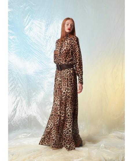 Φούστα maxi leopard print